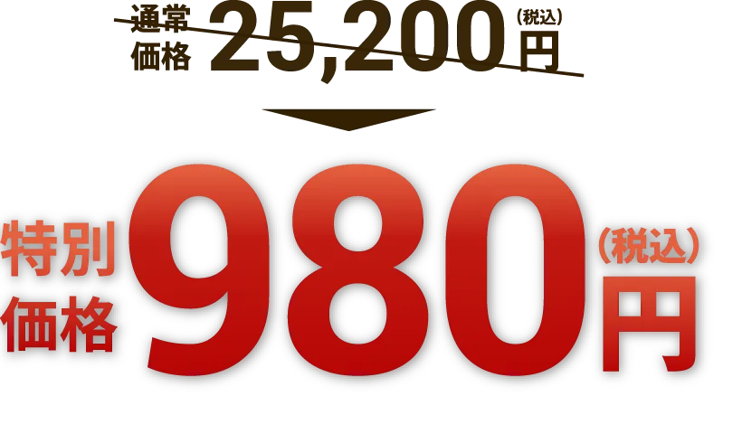 通常価格25,200円（税込）→特別価格980円（税込）
