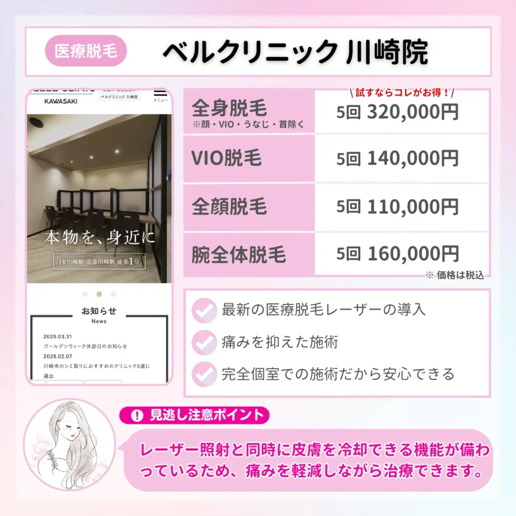 医療脱毛_おすすめ_川崎_ベルクリニック