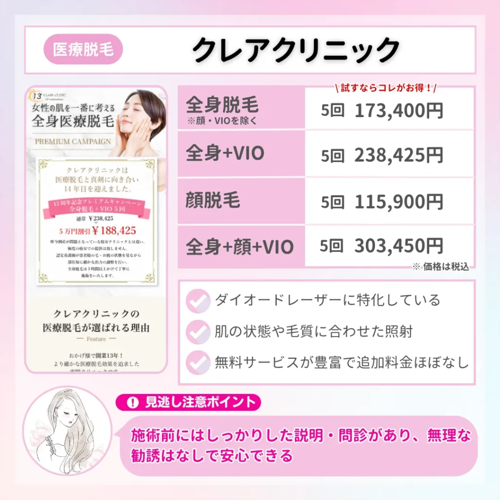 医療脱毛_東京_クレアクリニック