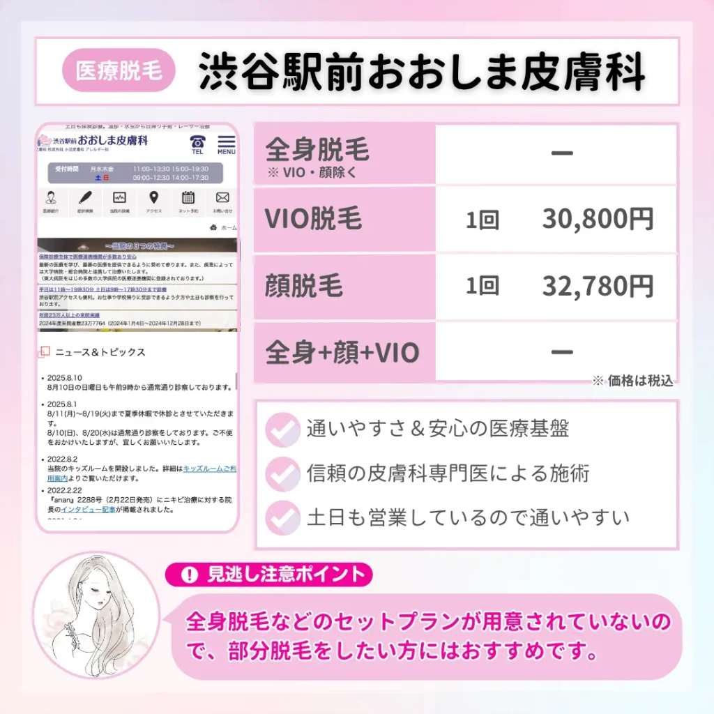 医療脱毛_東京_渋谷駅前おおしま皮膚科
