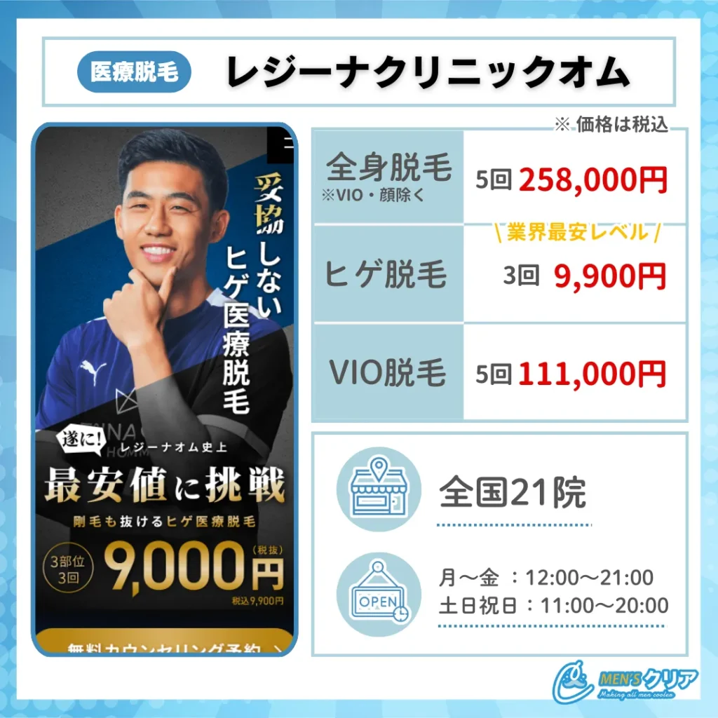 メンズ医療脱毛_おすすめ_レジーナクリニックオム