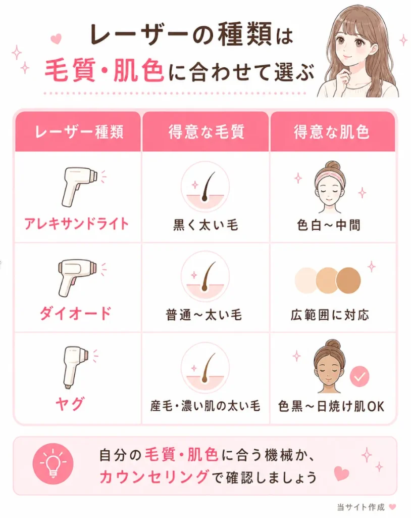 医療脱毛_レーザーの違い