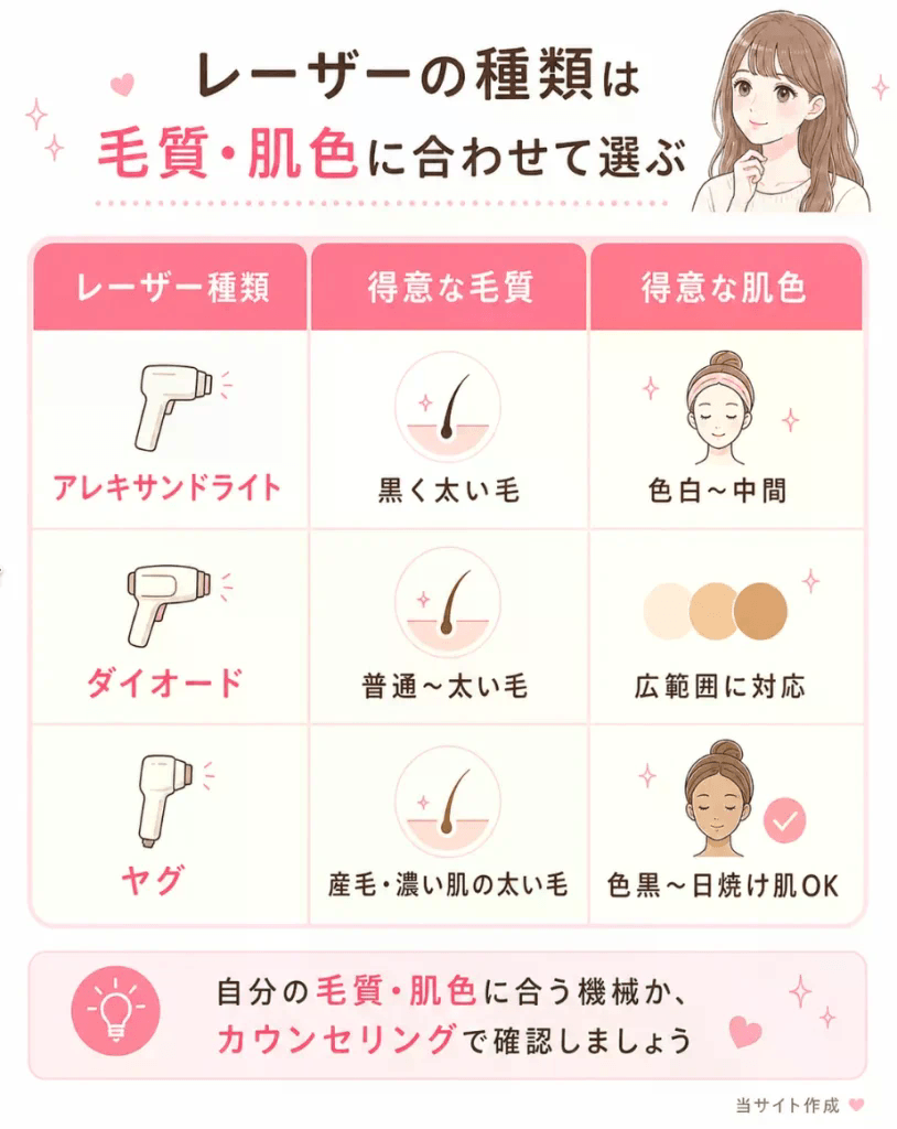 医療脱毛_レーザーの違い